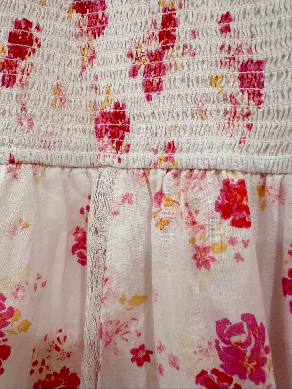 Loveshack Fancy for Target CosetteWhite Floral Tiered Puff Sleeve Midi Dress SzM - Picture 7 of 9